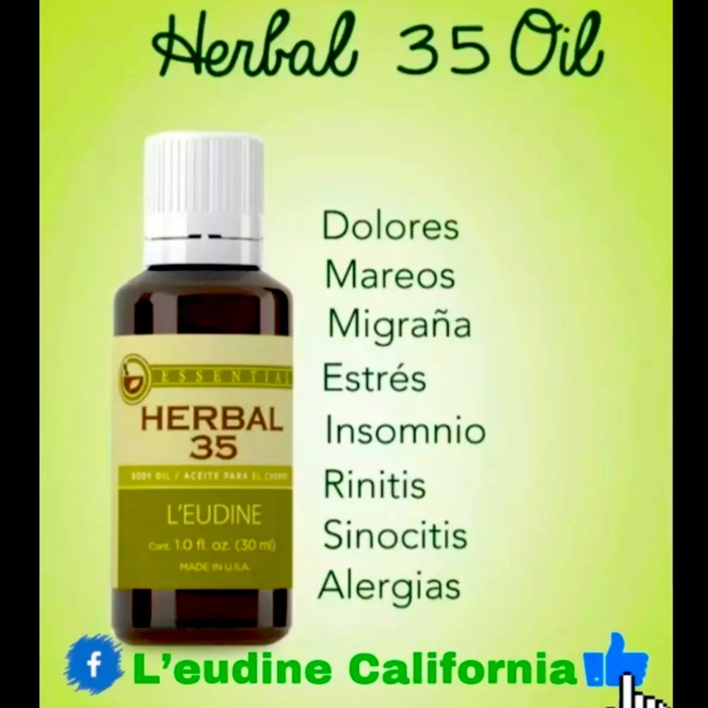 L'eudine  HERBAL 35 W/35 Aceites esenciales, dolores de cabeza, estrés,migraña.